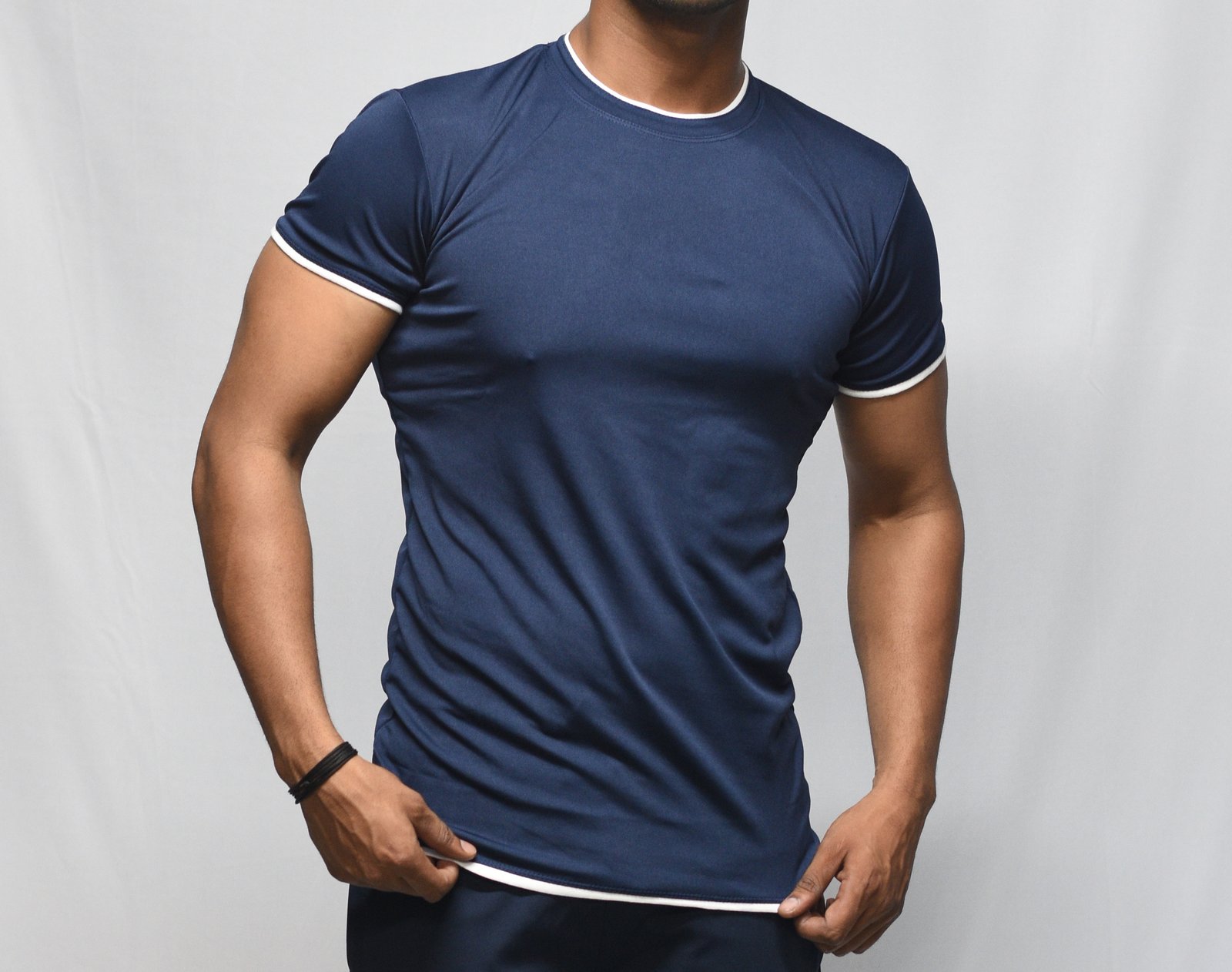 Navy Blue Lycra Slim T-Shirt